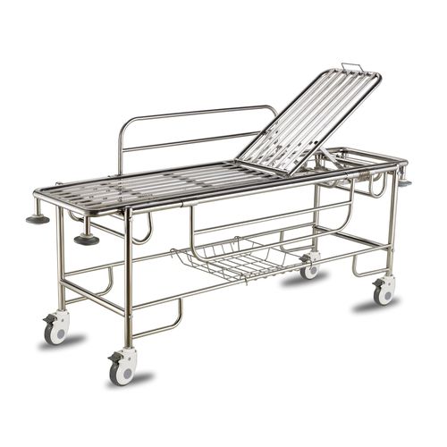 Транспортная тележка-каталка - ALK06-A103B - Zhongshan Aolike Medical Equipment Technology - ручная / с регулируемой спинкой / 2 секции