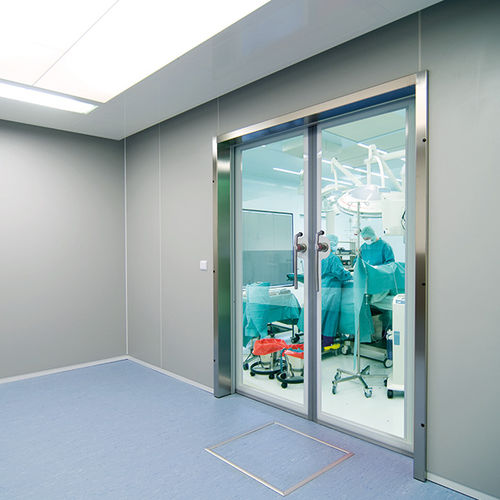 Дверь для больниц - Vitec Cleanroom Technologies - для учреждений здравоохранения / створчатая / из стекла