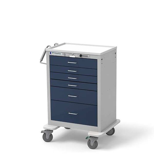 Тележка для анестезии - UTGSU-433369-DKB - Waterloo Healthcare - с доской для массажа сердца / 6 выдвижных ящиков