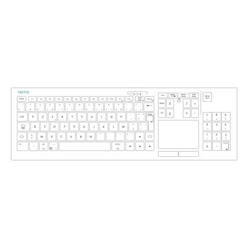 Медицинская клавиатура с сенсорной панелью - SLIM 1023 - TACTYS - с цифровым блоком клавиатуры / из стекла / беспроводная