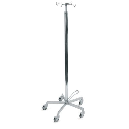 Стойка для сыворотки на роликах - ABO52 - Mis Medical - 4 крюка / из нержавеющей стали / гидравлическая