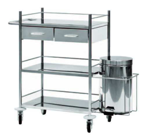 Многофункциональная тележка - CU.30.309I - Orla Equipamientos Clínicos - мусорный контейнер / из нержавеющей стали / с мусорным баком