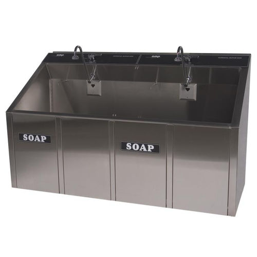 Хирургический умывальник 2 секции - 1-32E - Continental Metal Products - из нержавеющей стали / коленное управление / электронное управление