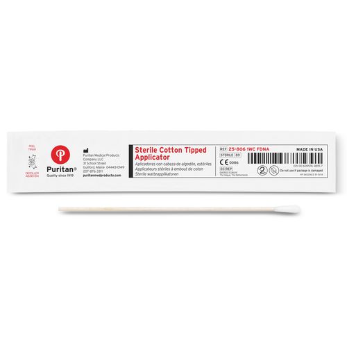 Зонд-тампон для проб ДНК - 25-806 1WC FDNA - Puritan Medical Products - из хлопка / из дерева / упаковка 100 штук