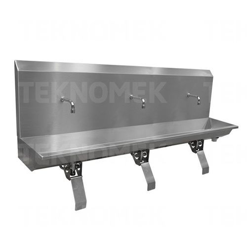 Медицинская кухонная раковина - TEKNOMEK - 2 места / из нержавеющей стали / с управлением коленчатым рычагом