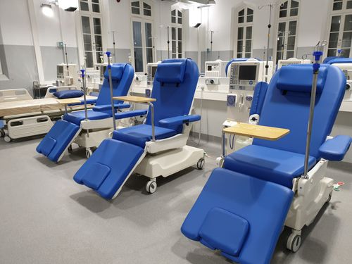 Электрическое кресло для гемодиализа - PY-YD-410 - Nanning Passion Medical Equipment - на роликах / с регулируемой высотой / наклонное