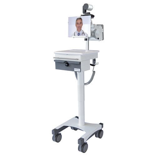 Телемедицинская тележка для видеоконференций - TELESTROKE - Lund Industries - с регулируемой высотой / с выдвижным ящиком / беспроводная