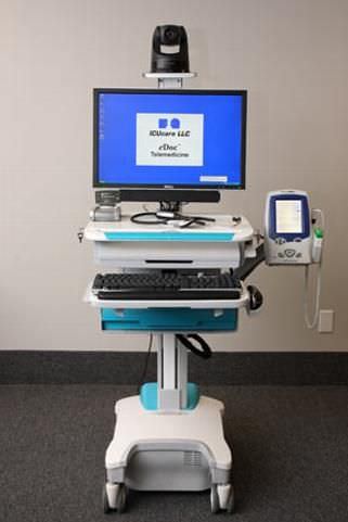 Телемедицинская тележка с ЭКГ - eDoc® - ICUcare - с регулируемой высотой / со стетоскопом