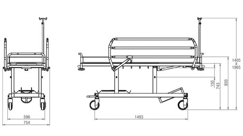 Stretcher bed hot sale dimensions