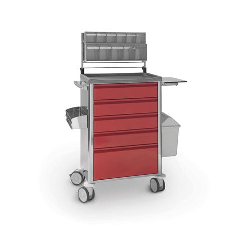 Тележка для анестезии - 10.CR.1589.I - JMS Healthcare Furniture - для общего применения / из нержавеющей стали / 5 выдвижных ящиков