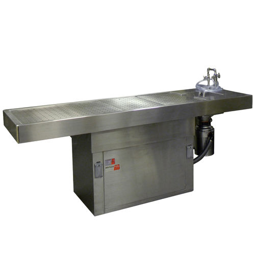 Стол для аутопсии - 1036-41 A - Mortech Manufacturing - прямоугольный / с раковиной / из нержавеющей стали