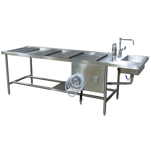 Стол для аутопсии - 1036-24 - Mortech Manufacturing - прямоугольный / с раковиной / из нержавеющей стали