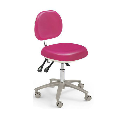 Табурет для медицинского кабинета - GD-DTS07 - Foshan Gladent Medical Instrument Co.,Ltd - с регулируемой высотой / со спинкой / на роликах