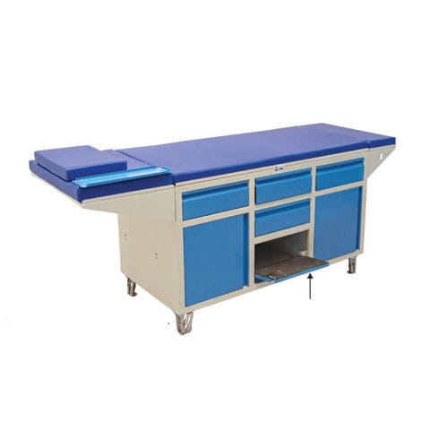 Ручной диагностический стол - 92X4 - Shree Hospital Equipments - с ящиком для хранения / 2 секции / синий