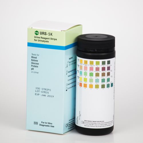 Тест-полоска для анализа мочи - URS-5K-100 - Teco Diagnostics - глюкозурия / ацетонурия / на гематурию