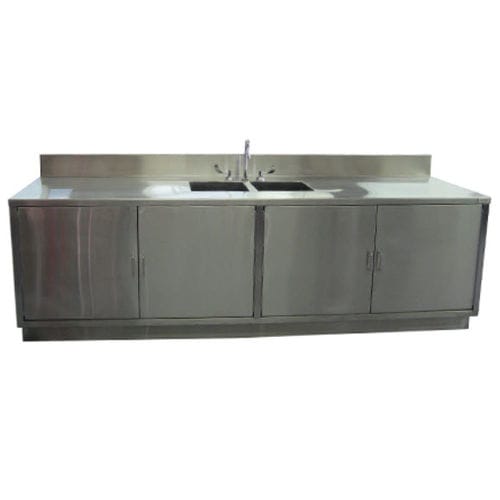 Рабочая поверхность для аптеки - GAT -LAB-CAB-3410834-2-SS-ST - G2 Automated Technologies , LLC. - с кухонной раковиной / с дверьми / из нержавеющей стали