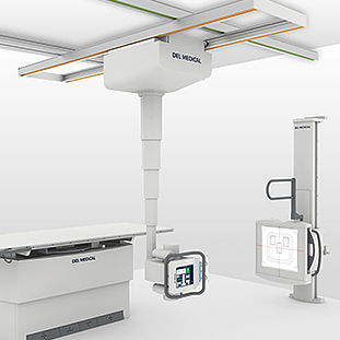 Цифровой рентгенографическая система - OTC18T - DEL Medical - для многофункциональной радиографии / с телескопической потолочной стойкой для трубок / с напольной системой Букки