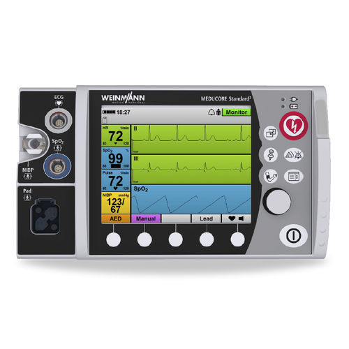 Внешний дефибриллятор с ручным приводом - MEDUCORE Standard² - WEINMANN Emergency Medical Technology - Bluetooth / с монитором ЭКГ / с SpO2