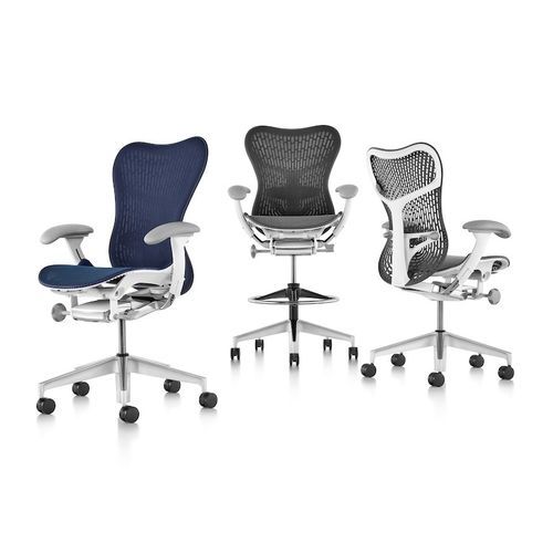 Офисный стул с подлокотниками - Mirra 2 - Herman Miller - на колесиках / с высокой спинкой / с регулируемой высотой