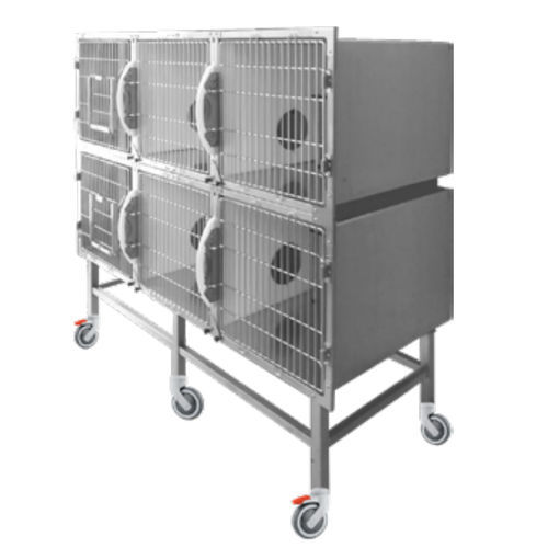 Ветеринарная клетка для кошек - GA033 - Lory Progetti Veterinari srl - 6 отсеков / два уровня / на роликах