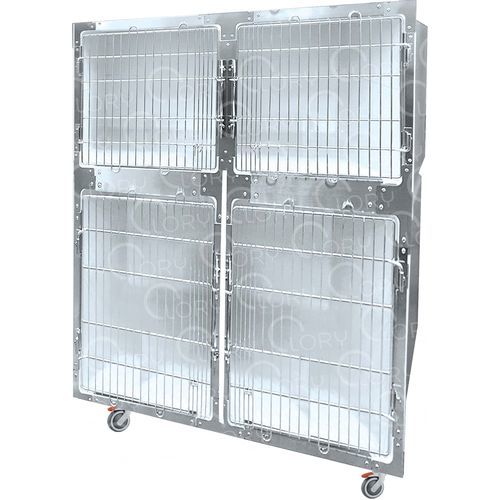 Ветеринарная клетка 4 отсека - GAPVC001 - Lory Progetti Veterinari srl - два уровня / на роликах / из ПВХ