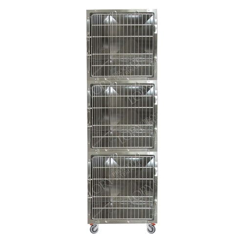 Ветеринарная клетка для кошек - GA027 - Lory Progetti Veterinari srl - 3 отсека / на роликах / из нержавеющей стали