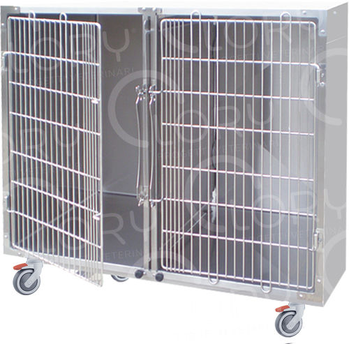 Ветеринарная клетка 2 отсека - GA019 - Lory Progetti Veterinari srl - на роликах / из нержавеющей стали / из ПВХ