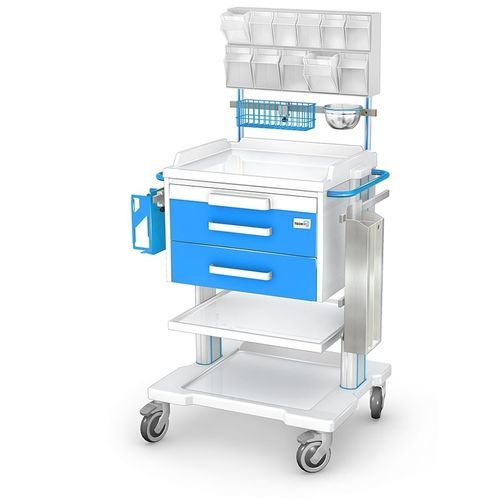 Тележка для анестезии - OPTIMUM series - TECHMED - из нержавеющей стали / из пластика / с корзиной