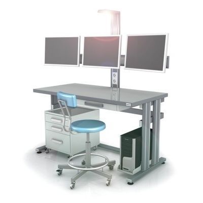 Рабочее место с освещением - APAR-4 series - TECHMED - с полками / с выдвижными ящиками / с монитором