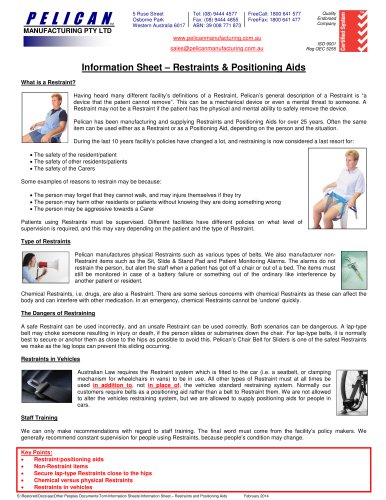 Restraint s & Positioning Aids