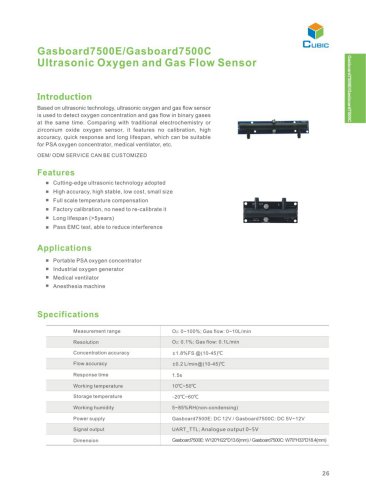 Ultrasonic Gas Flow and Oxygen Sensor Gasboard7500E/C