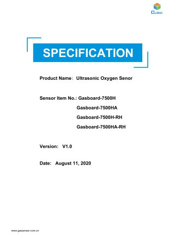 Ultrasonic oxygen sensor Gasboard 7500H technical specification