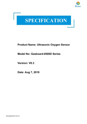 Ultrasonic oxygen sensor Gasboard 8500D technical specification