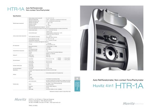 Auto Ref/Keratometer, Non-contact Tono/Pachymeter Huvitz 4in1 HTR-1A