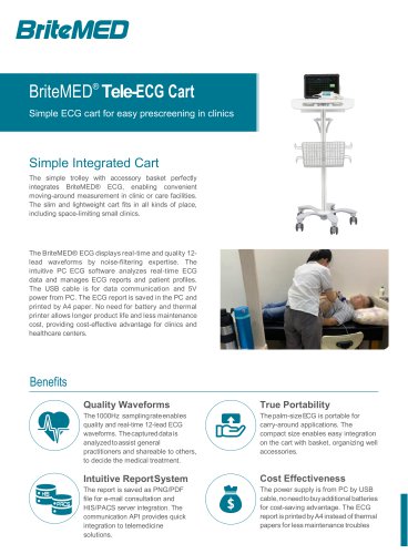 Resting electrocardiograph Tele-ECG Cart