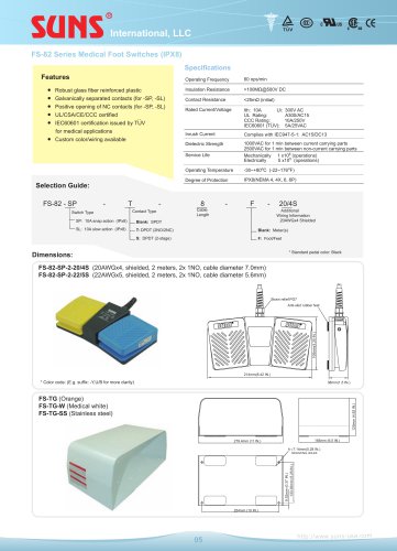 FS-82 Series Medical Foot Switches (IPX8)