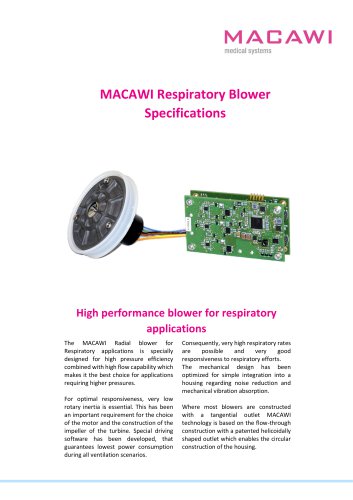 MACAWI Respiratory Blower Specifications