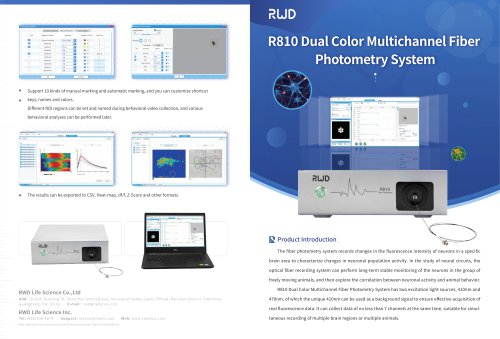 R810 RWD Dual Color Multichannel Fiber Photometry System