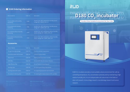 RWD D180 Air Jacket CO2 Incubator Cell Culture Laboratory