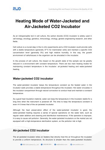 RWD Heating Mode of Water-Jacketed and Air-Jacketed CO2 Incubator