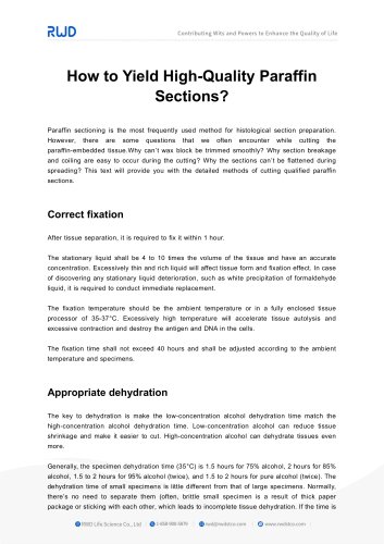 RWD How to Yield High-Quality Paraffin Sections