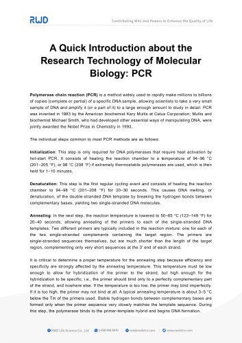 RWD A Quick Introduction about the Research Technology of Molecular Biology PCR