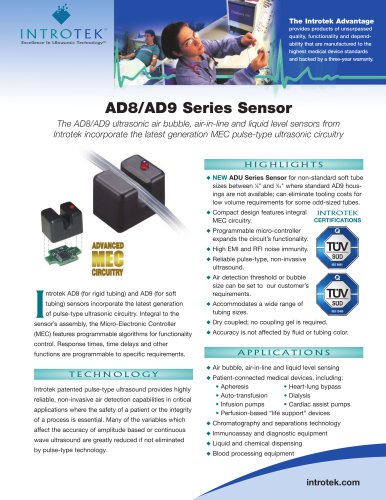 AD8 / AD9 AIR BUBBLE DETECTOR