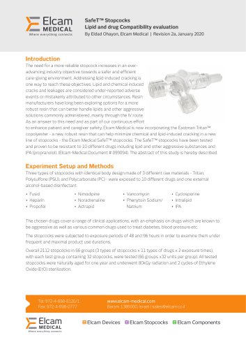 SafeT™ Stopcocks Lipid and drug Compatibility evaluation