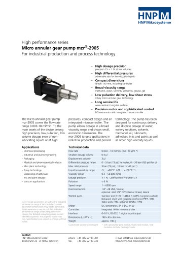 Micro annular gear pump mzr-2905