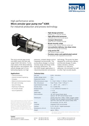 Micro annular gear pump mzr-6305