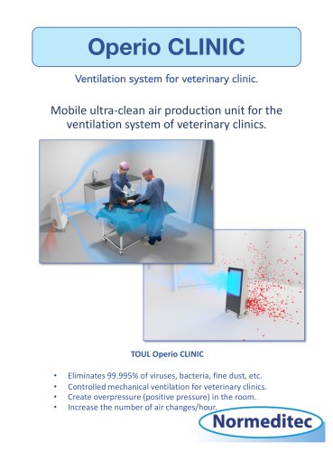 Mobile ultra-clean air production unit for the ventilation system of veterinary clinics.