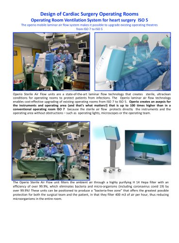 Operating Room Ventilation System for cardiac surgery ISO 5