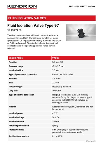 Fluid Isolation Valve Type 97