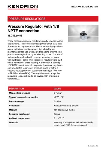 Pressure Regulator with 1/8 NPTF connection